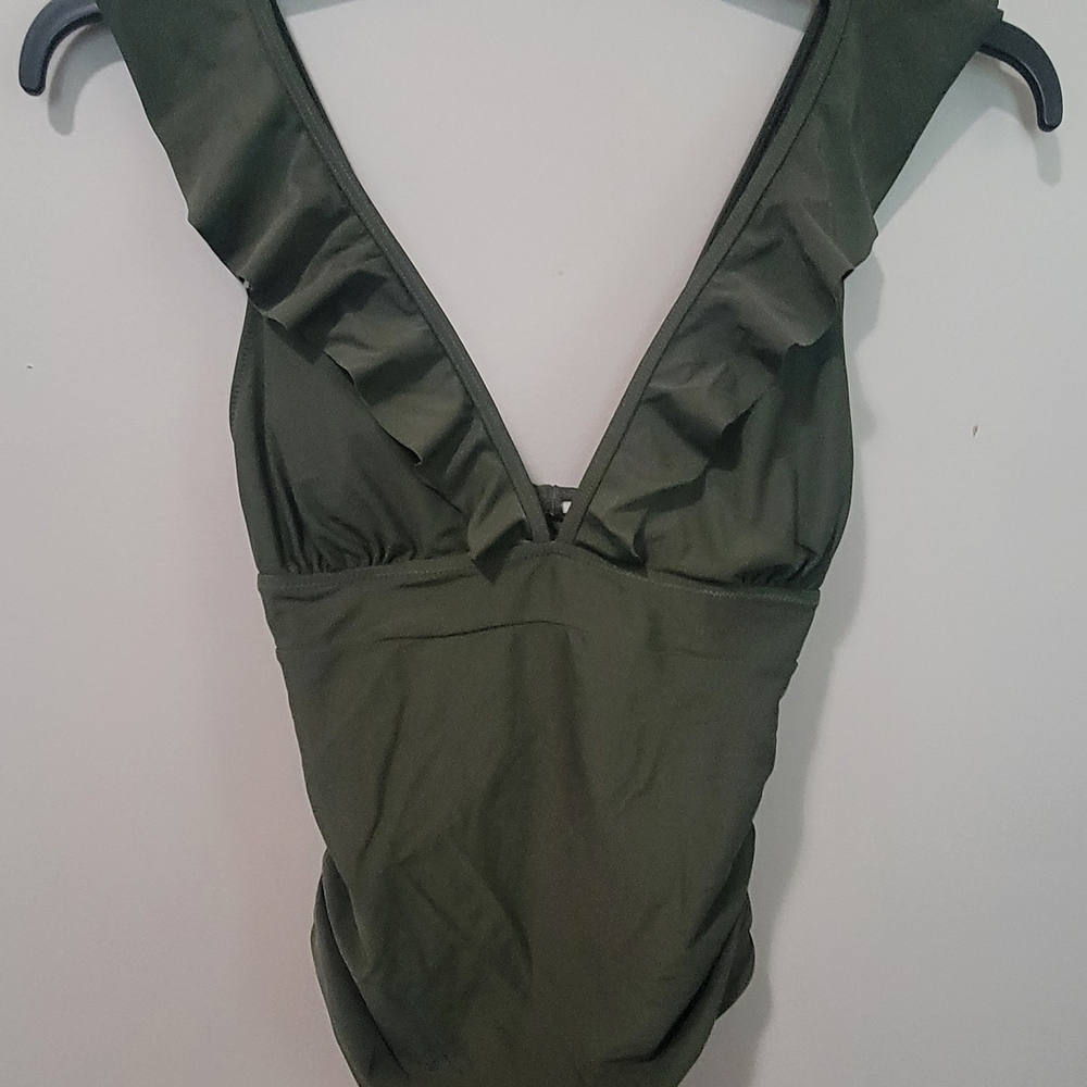 Green Ruffled One-Piece Swimsuit